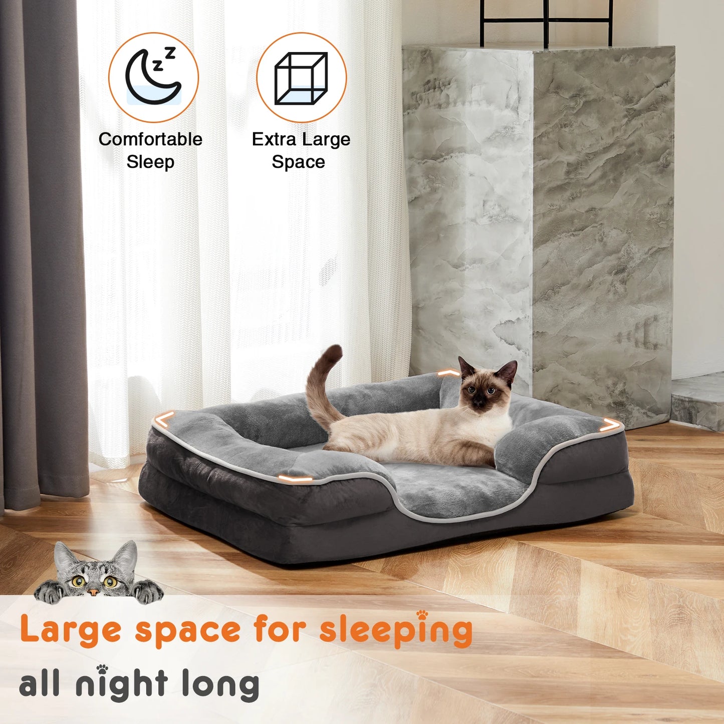 Orthopedic Memory Foam Pet Bed with Washable Removable Cover