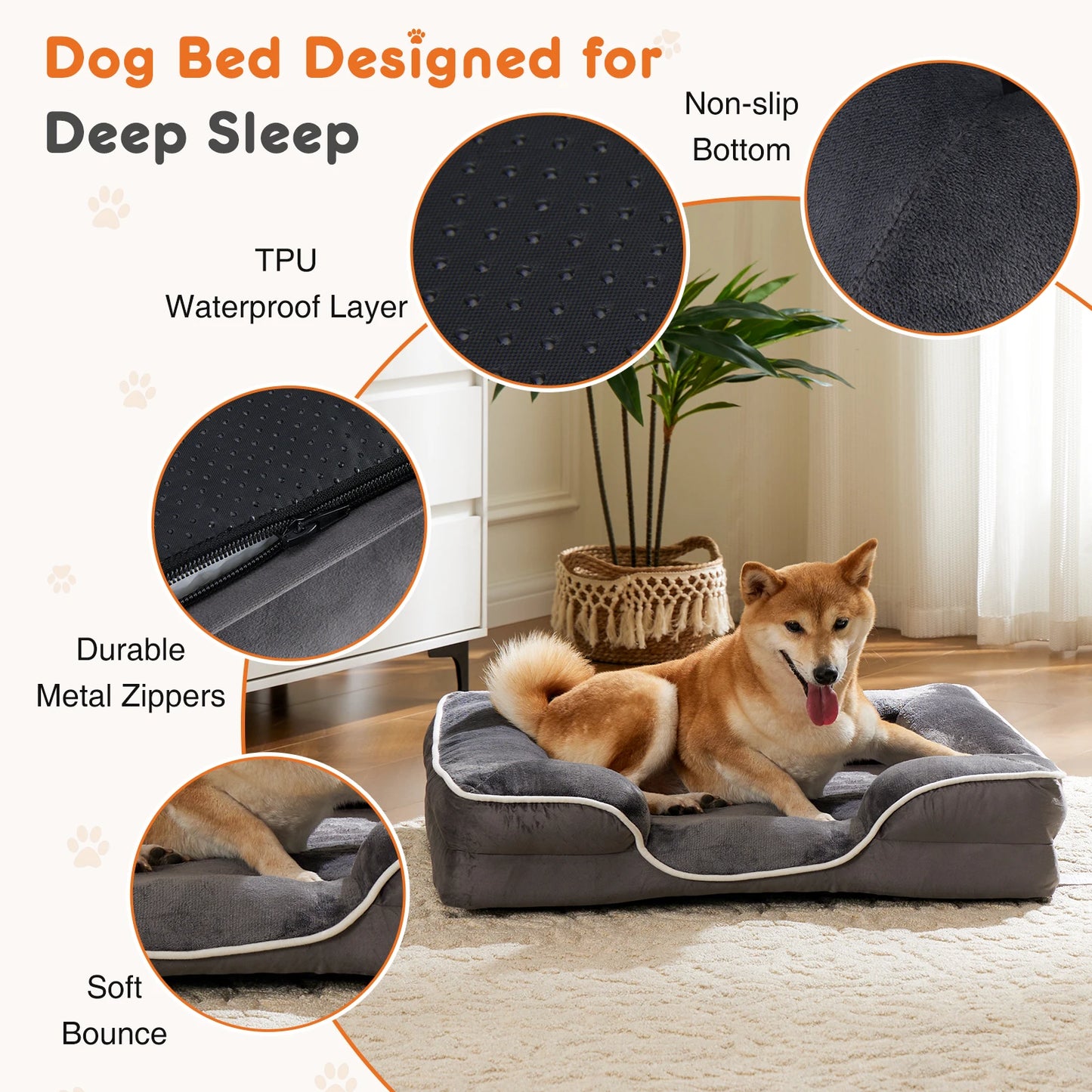 Orthopedic Memory Foam Pet Bed with Washable Removable Cover