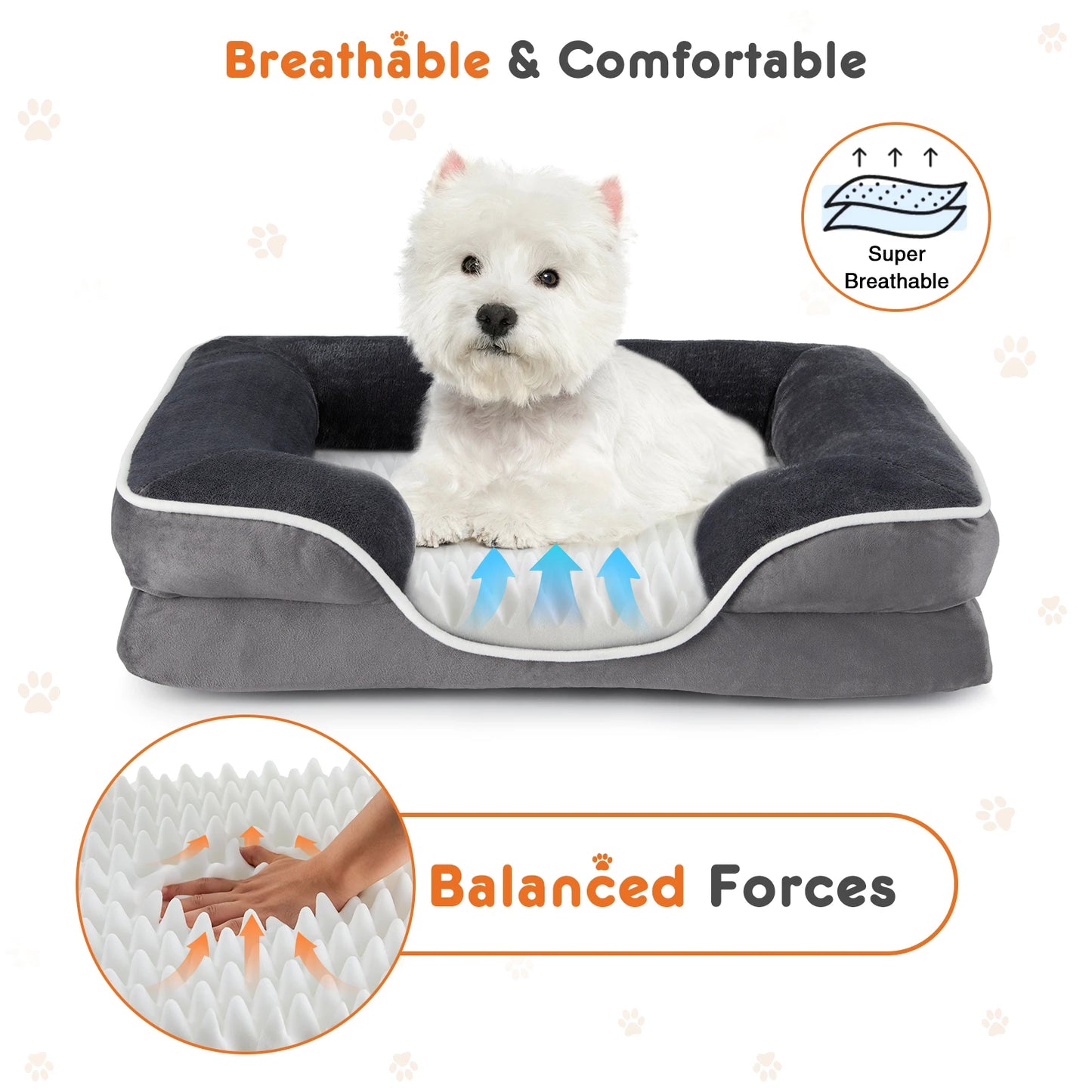 Orthopedic Memory Foam Pet Bed with Washable Removable Cover