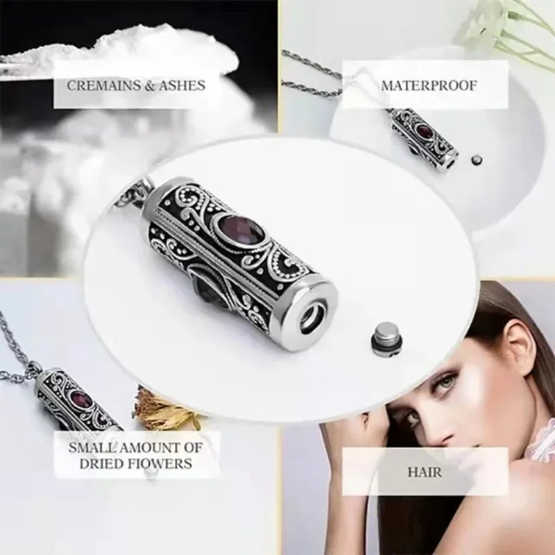 Pet Necklace Stainless Steel Ashes Memorial Pendant