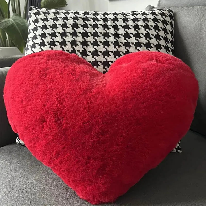 Faux Fur Decorative Heart Pillow
