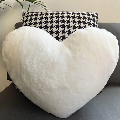 Faux Fur Decorative Heart Pillow