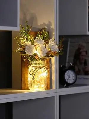 Mason Jar Wall Sconces with Flower, Lights