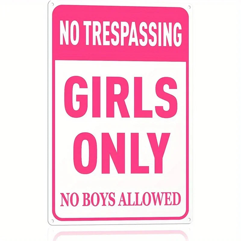 "Girls Only" Pink Metal Sign