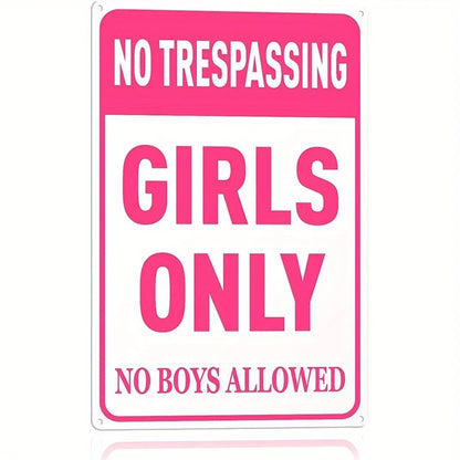 "Girls Only" Pink Metal Sign