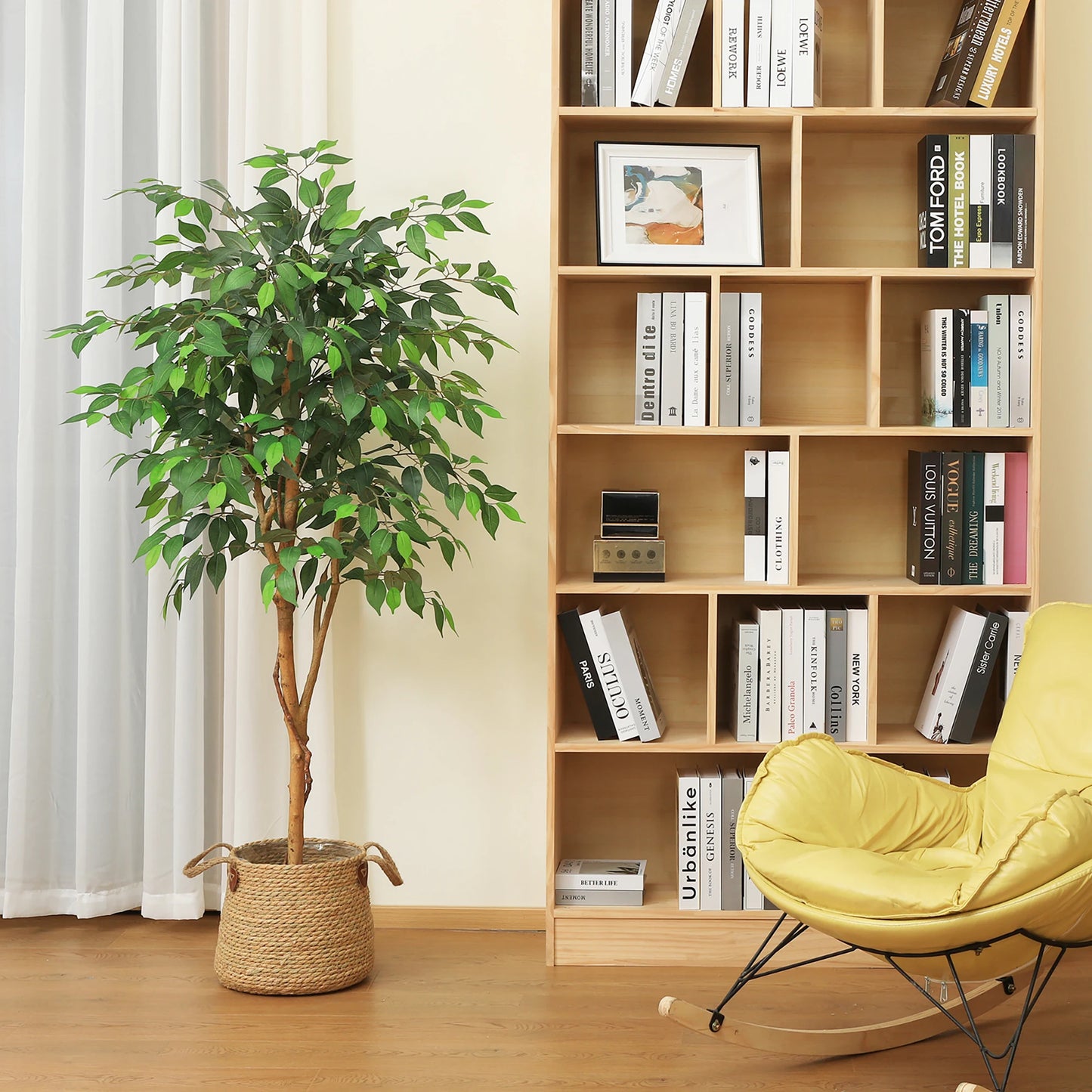 Artificial Ficus Tree with Natural Wood Trunk and Lifelike Leaves