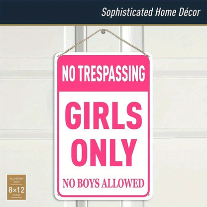 "Girls Only" Pink Metal Sign