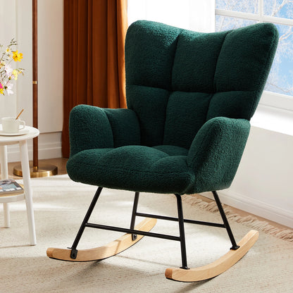 Teddy Fabric Upholstered Glider With High Backres