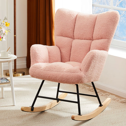Teddy Fabric Upholstered Glider With High Backres