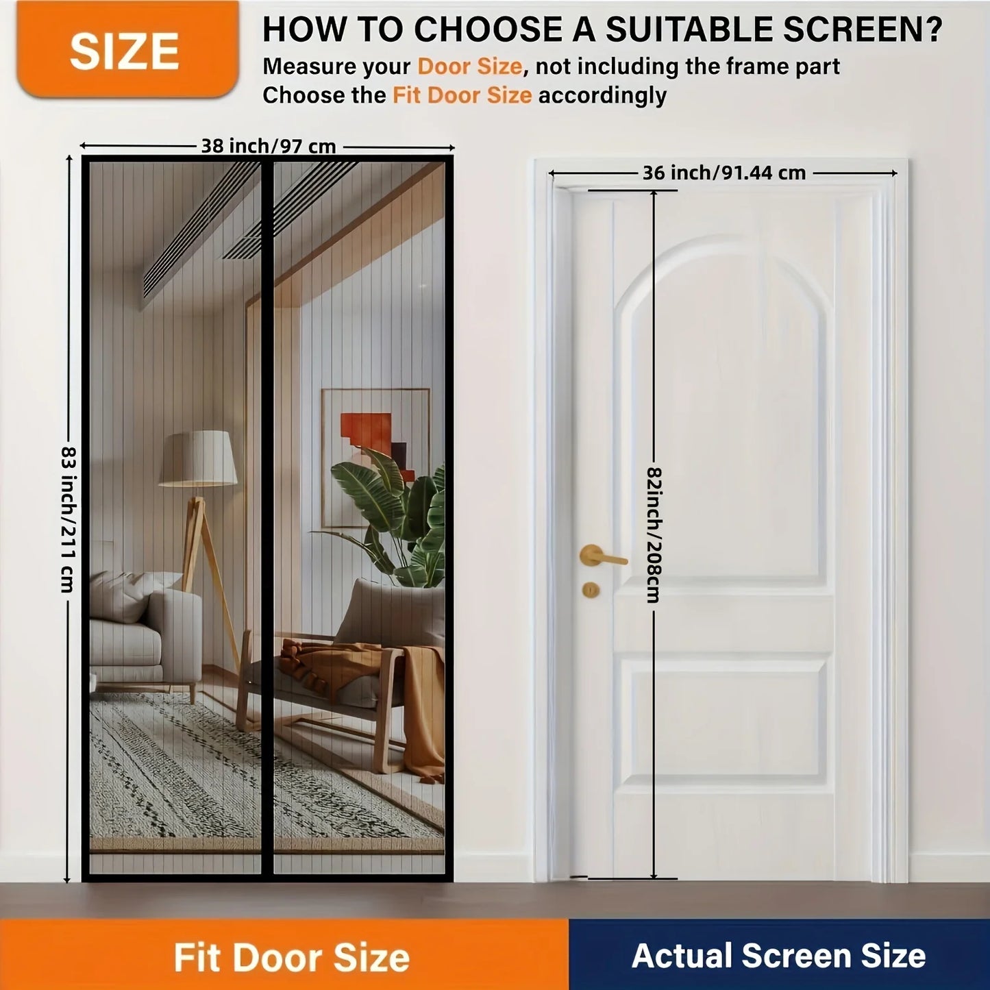 Magnetic Screen Door - Self-sealing, heavy-duty, hands-free mesh divider
