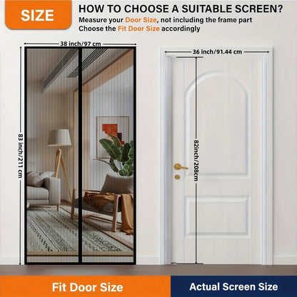 Magnetic Screen Door - Self-sealing, heavy-duty, hands-free mesh divider