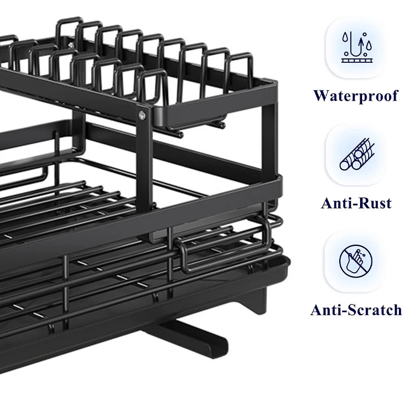 Dish Drying Rack with Drainboard, Adjustable Swivel
