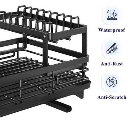 Dish Drying Rack with Drainboard, Adjustable Swivel