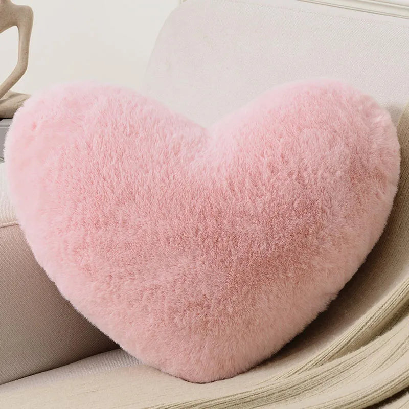 Faux Fur Decorative Heart Pillow
