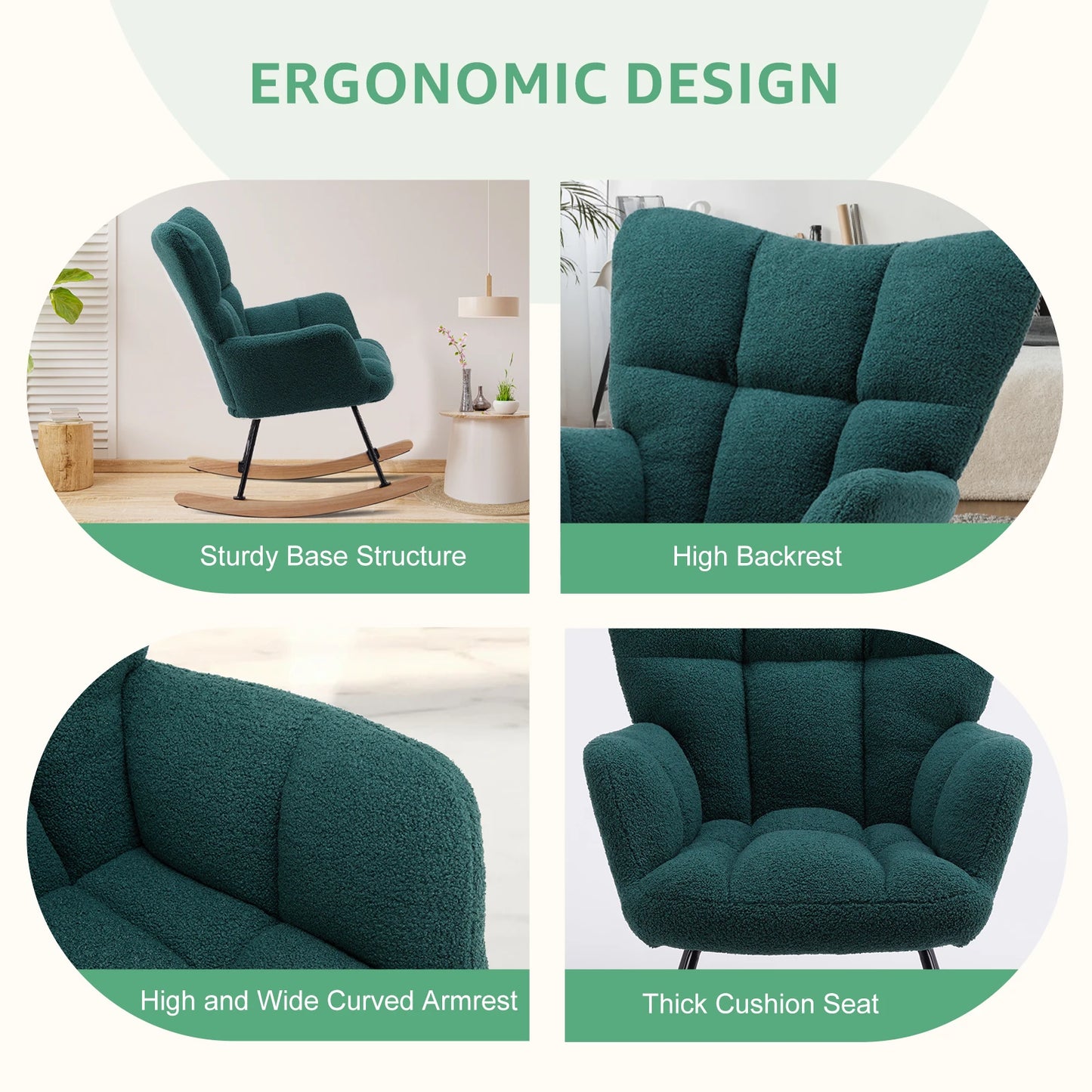 Teddy Fabric Upholstered Glider With High Backres