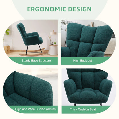 Teddy Fabric Upholstered Glider With High Backres