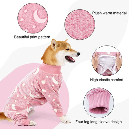4 Legged Warm Fleece Dog Pajamas, Stretchable