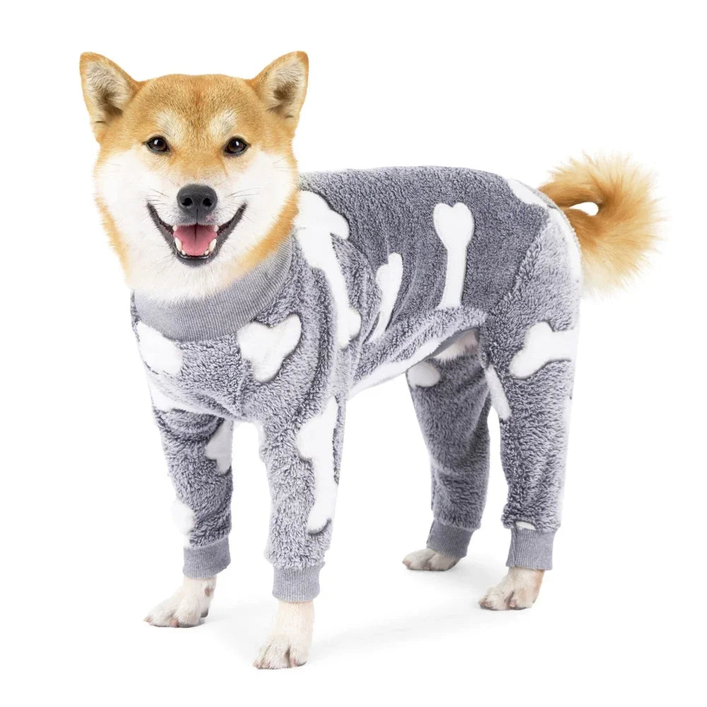 4 Legged Warm Fleece Dog Pajamas, Stretchable