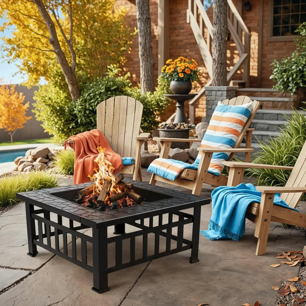 Multifunctional Patio Fire Pit Table, 32in