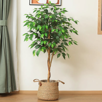 Artificial Ficus Tree with Natural Wood Trunk and Lifelike Leaves