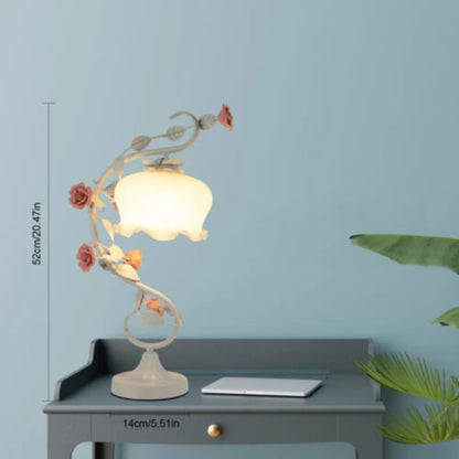 Rose Night Light with Glass Lampshade