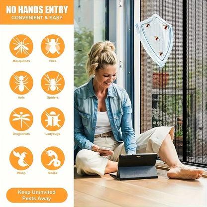 Magnetic Screen Door - Self-sealing, heavy-duty, hands-free mesh divider