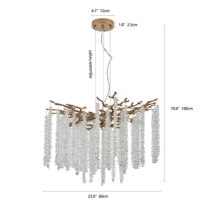 Modern Golden Chandelier with Cascading Crystal Strings