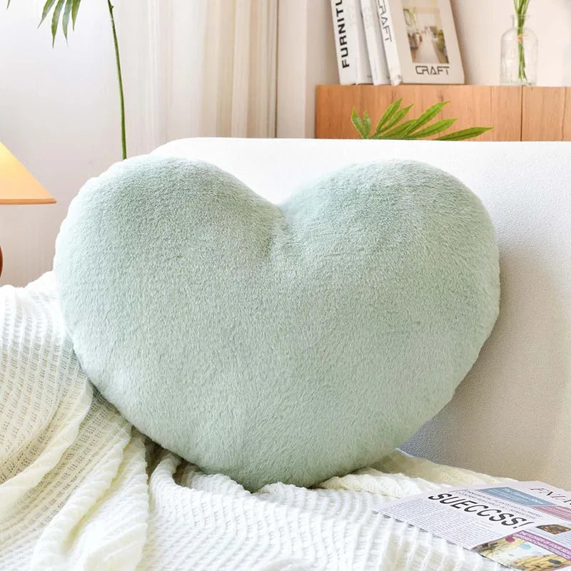 Faux Fur Decorative Heart Pillow