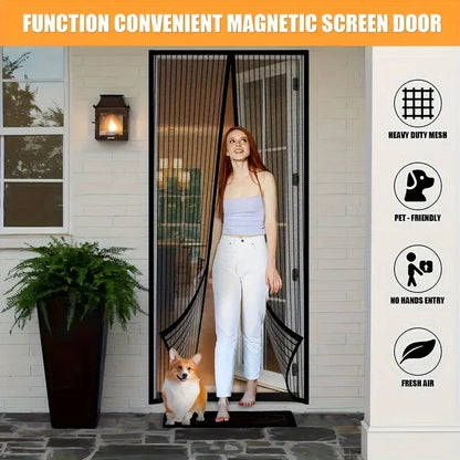 Magnetic Screen Door - Self-sealing, heavy-duty, hands-free mesh divider