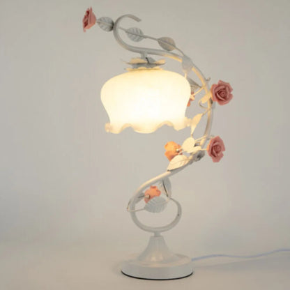 Rose Night Light with Glass Lampshade