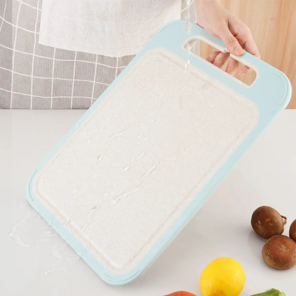 Double-Sided Cutting Board, Stainless Steel and Wheat Straw